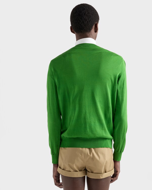 코튼 브이넥 스웨터 - 그린 코튼 브이넥 스웨터 - 그린