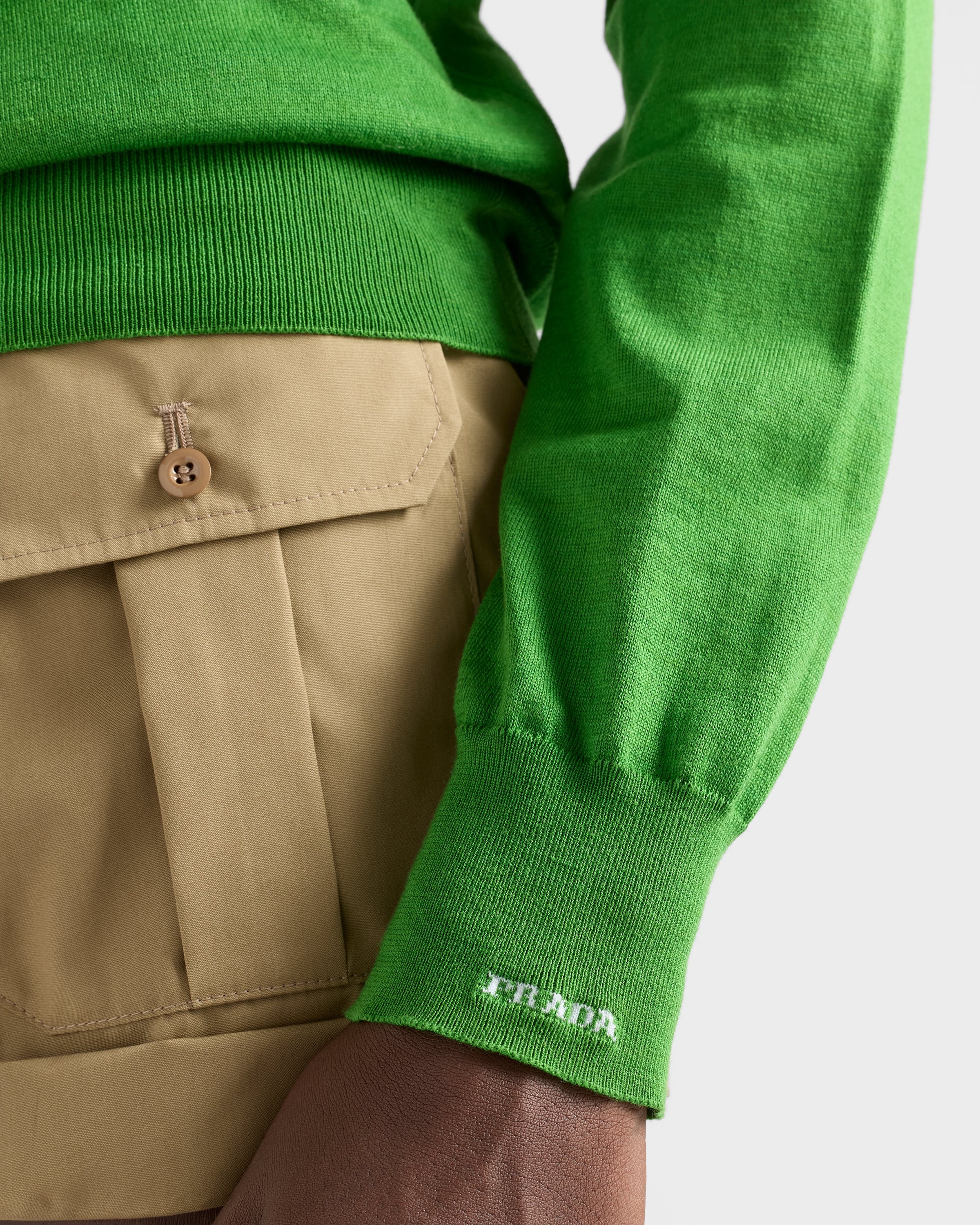 Green Cotton V-neck sweater | PRADA - United States