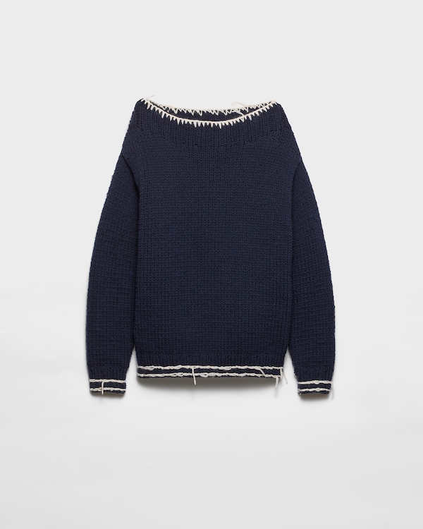 Wool boat-neck sweater - Navy Wool boat-neck sweater - Navy