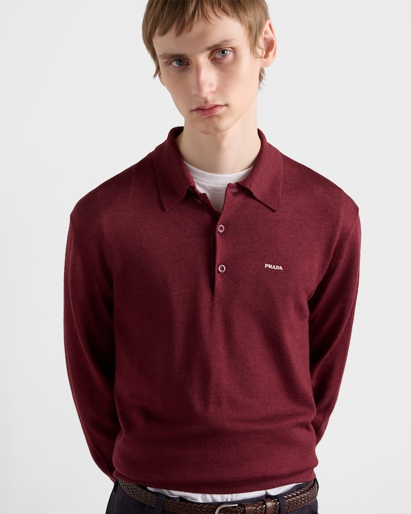 Polo en laine et soie - Bordeaux Polo en laine et soie - Bordeaux