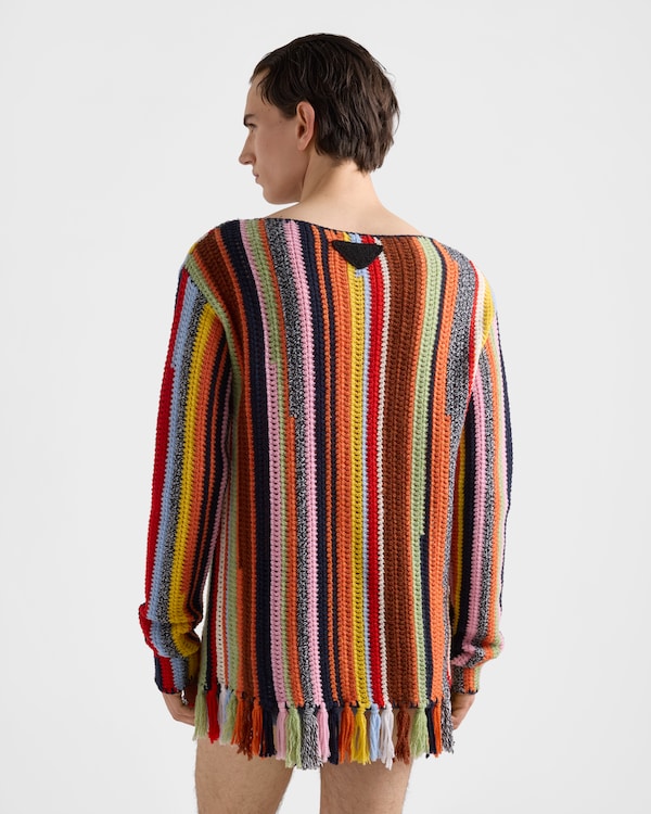 フリンジ マルチカラー ウール セーター - マルチカラー フリンジ マルチカラー ウール セーター - マルチカラー