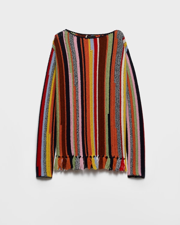 フリンジ マルチカラー ウール セーター - マルチカラー フリンジ マルチカラー ウール セーター - マルチカラー