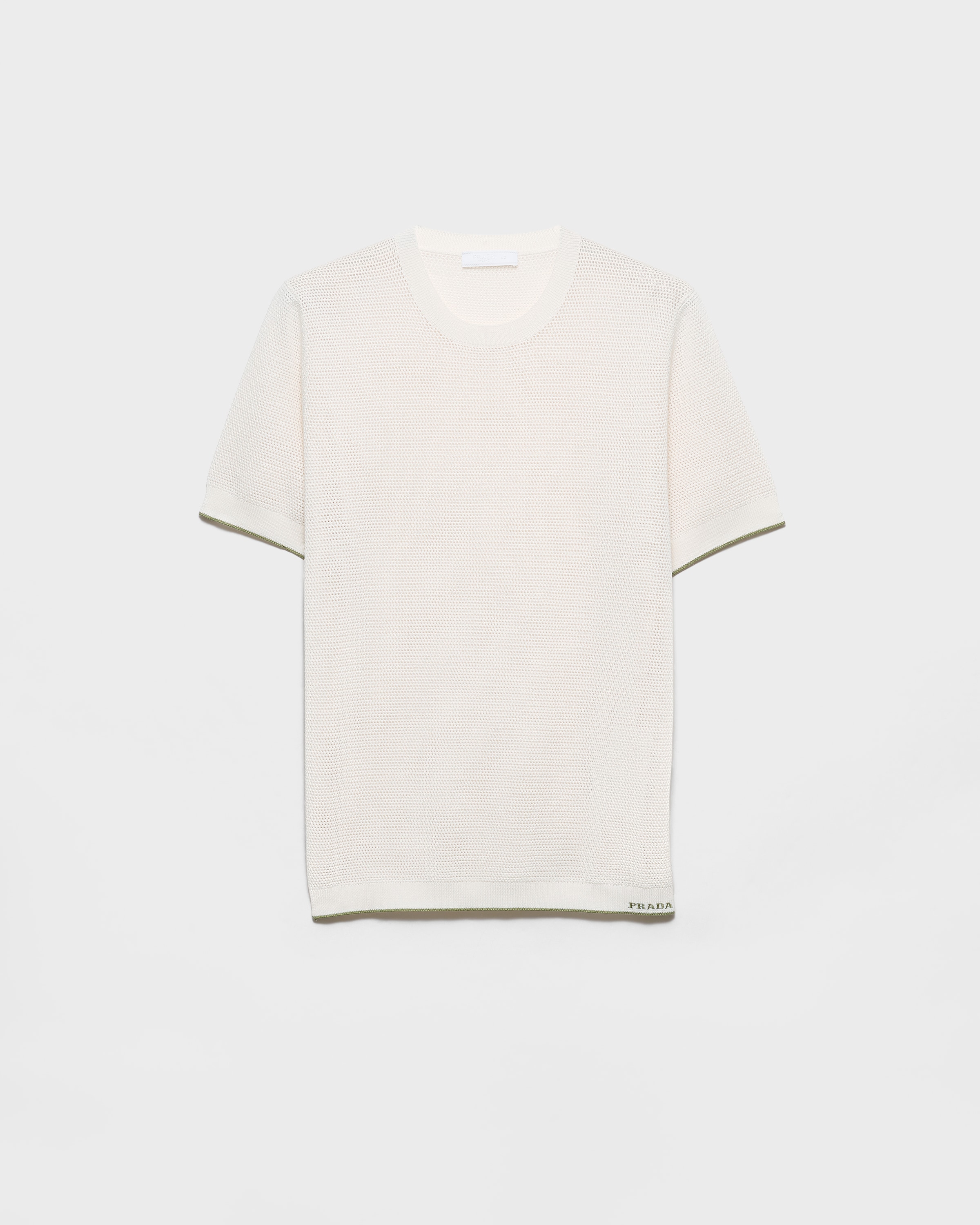 White Silk And Cotton Crew-neck Sweater | PRADA - United States