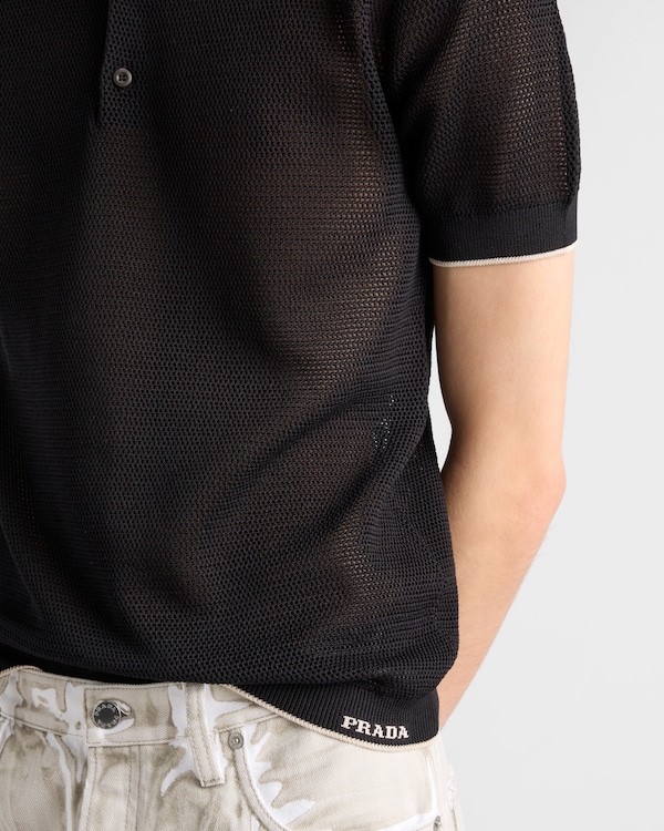 Silk and cotton polo shirt - Black Silk and cotton polo shirt - Black