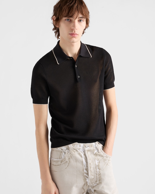 Silk and cotton polo shirt - Black Silk and cotton polo shirt - Black