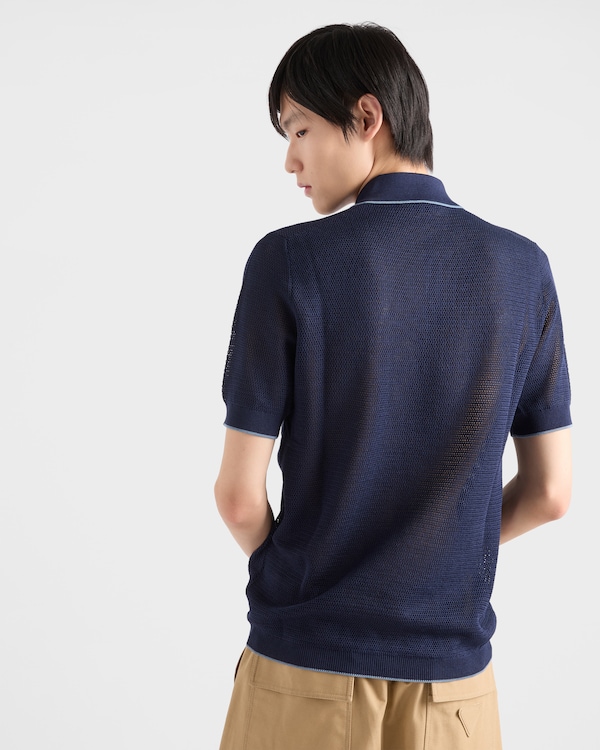 Polo in seta e cotone - Blu Polo in seta e cotone - Blu