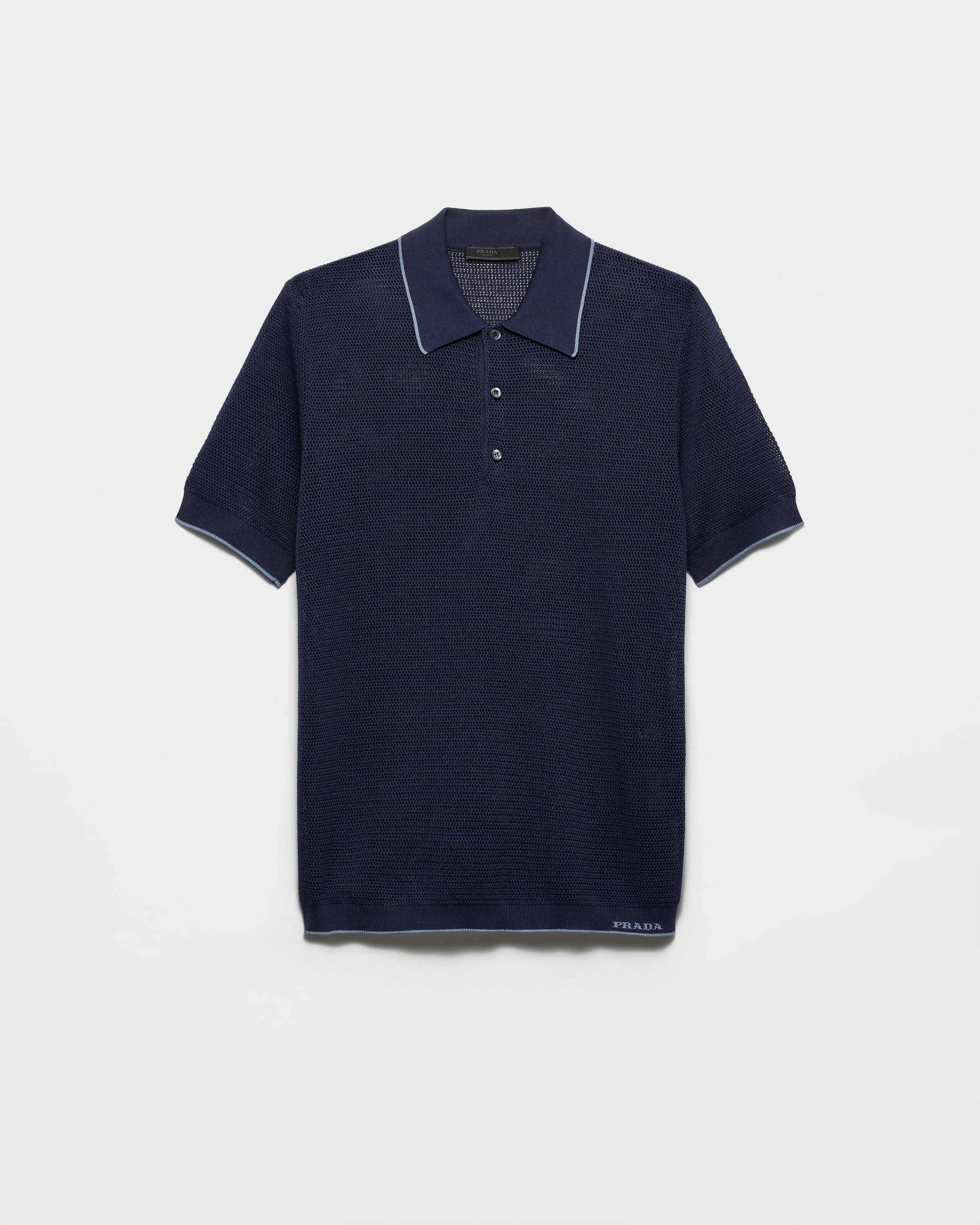 Navy Silk and cotton polo shirt | PRADA - Brazil