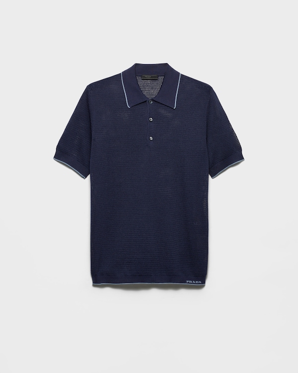 Polo in seta e cotone - Blu Polo in seta e cotone - Blu