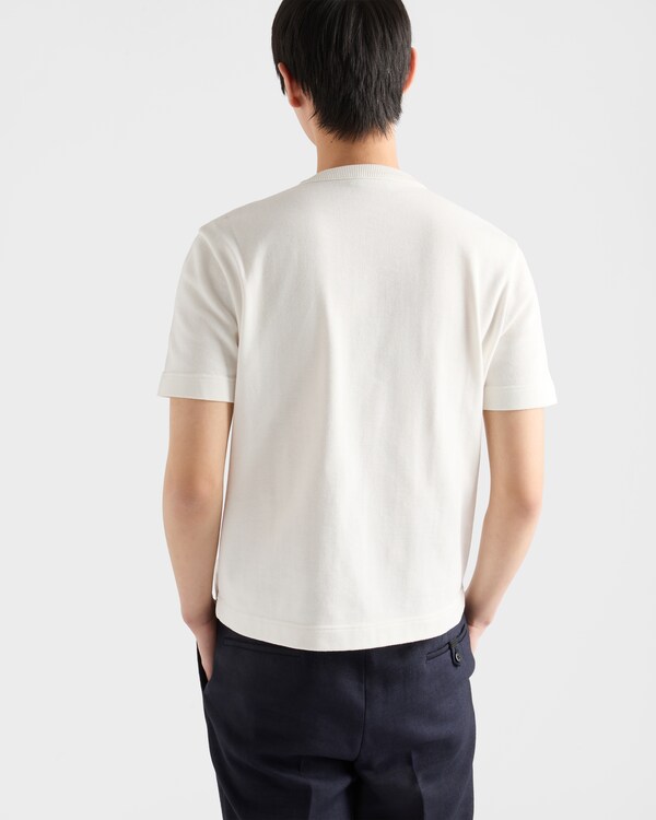 كنزة بياقة دائرية من القطن - أبيض كنزة بياقة دائرية من القطن - أبيض