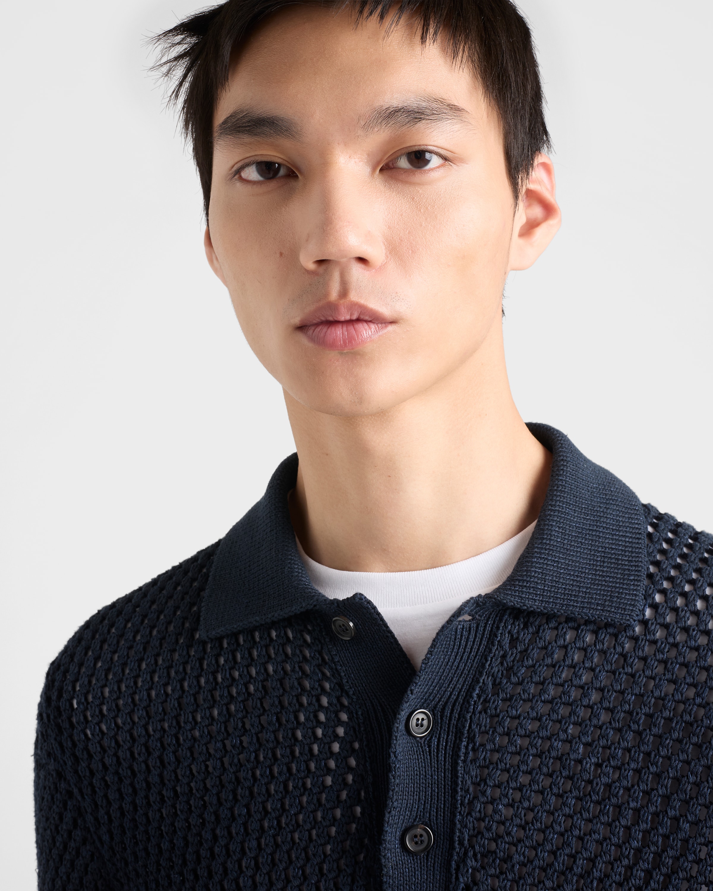 ブルー リネン コットン ポロシャツ | PRADA - 日本