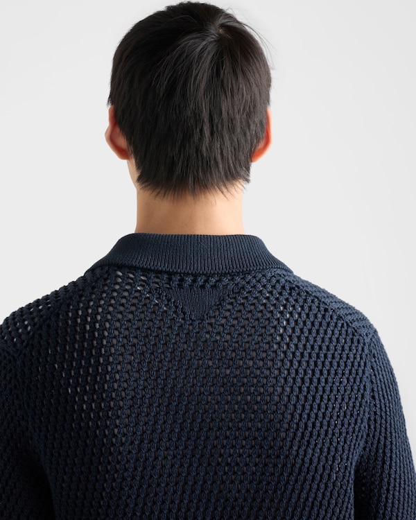 Poloshirt aus Leinen und Baumwolle - Blau Poloshirt aus Leinen und Baumwolle - Blau