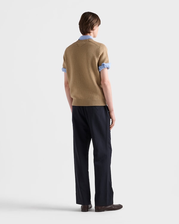 Short-sleeved wool sweater - Camel Brown Short-sleeved wool sweater - Camel Brown