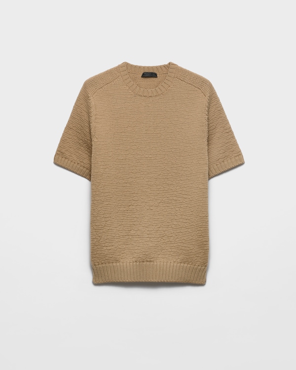Short-sleeved wool sweater - Camel Brown Short-sleeved wool sweater - Camel Brown