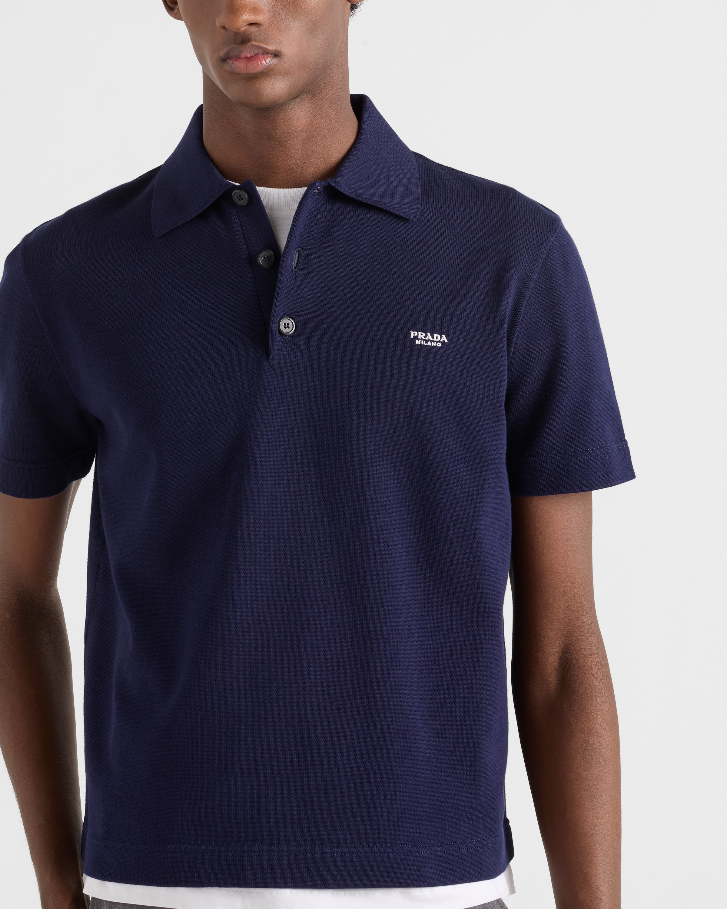Navy Cotton Polo Shirt | PRADA