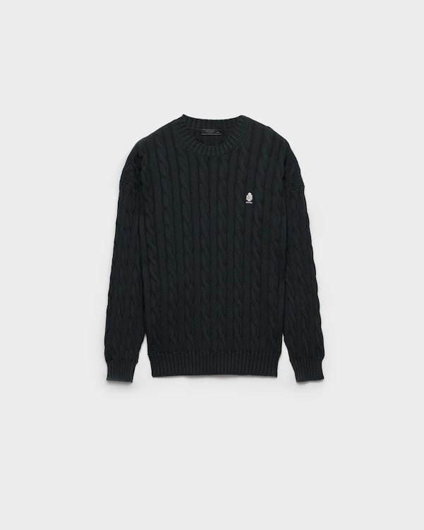 Cotton crew-neck sweater - Black Cotton crew-neck sweater - Black