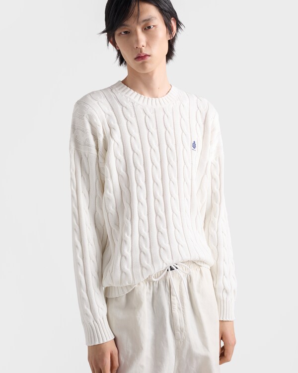 Cotton crew-neck sweater - White Cotton crew-neck sweater - White