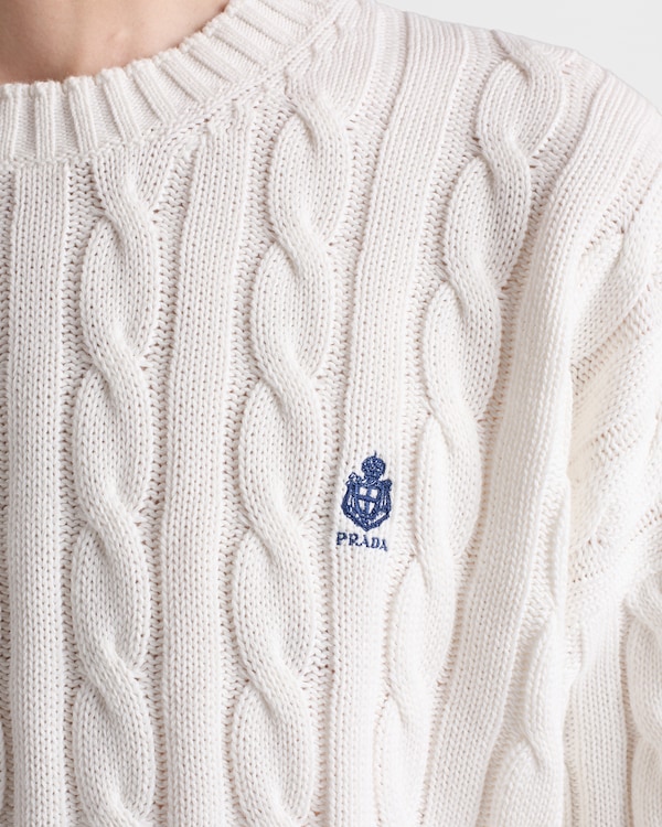 Cotton crew-neck sweater - White Cotton crew-neck sweater - White