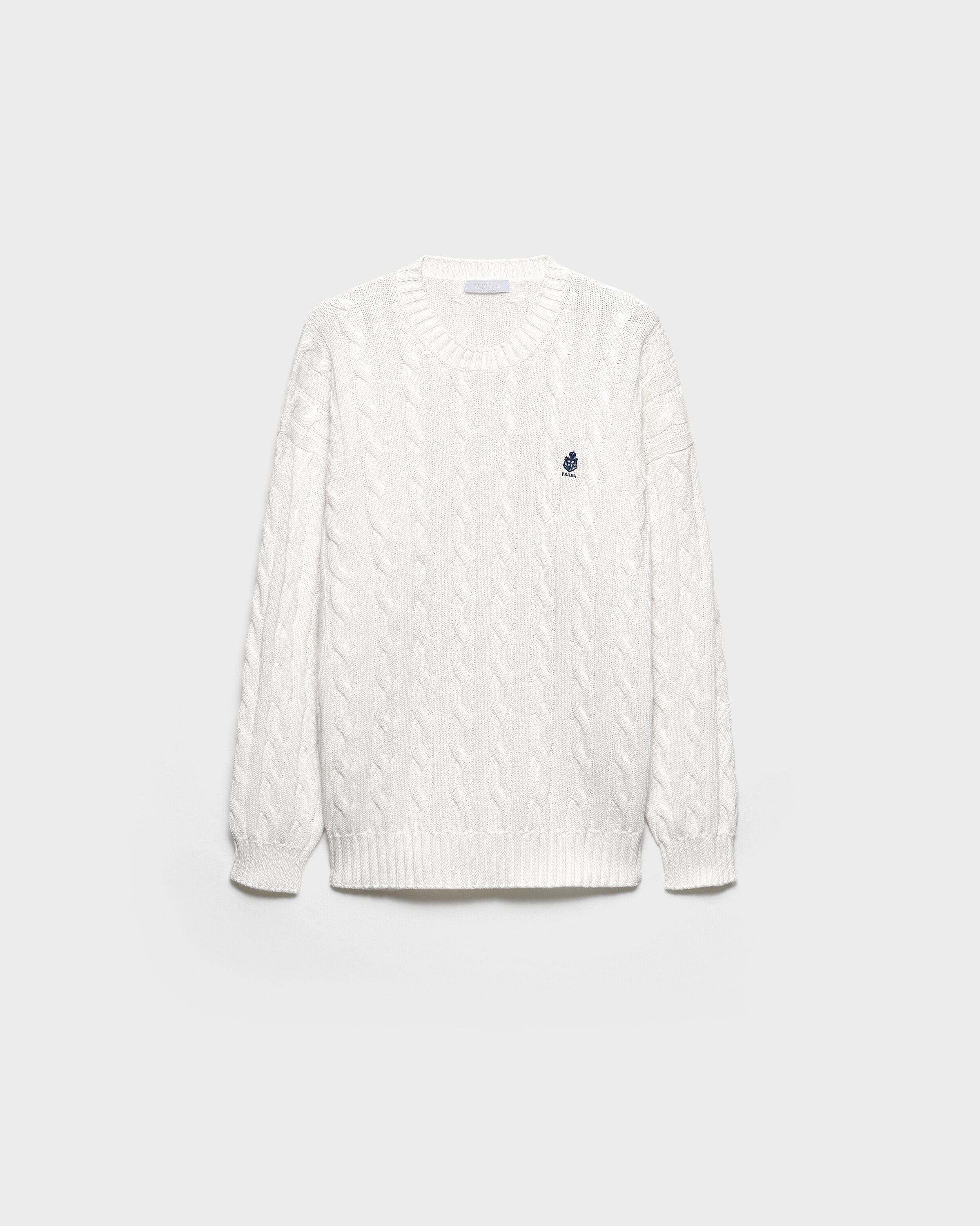 Prada Jersey De Algodón Con Cuello Redondo, Hombre, Blanco, Talla 50