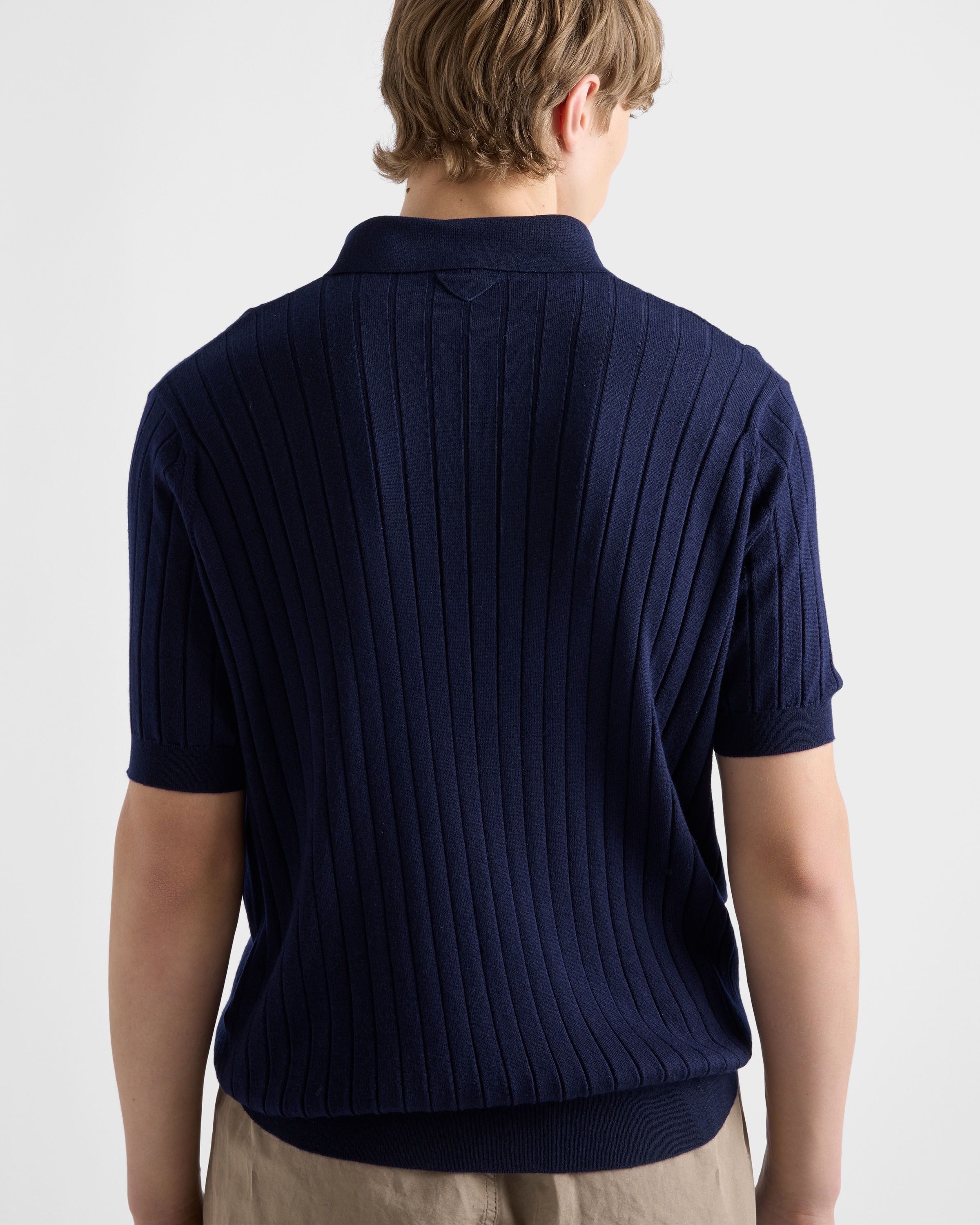 Navy Cashmere and silk polo shirt | PRADA - Turkey