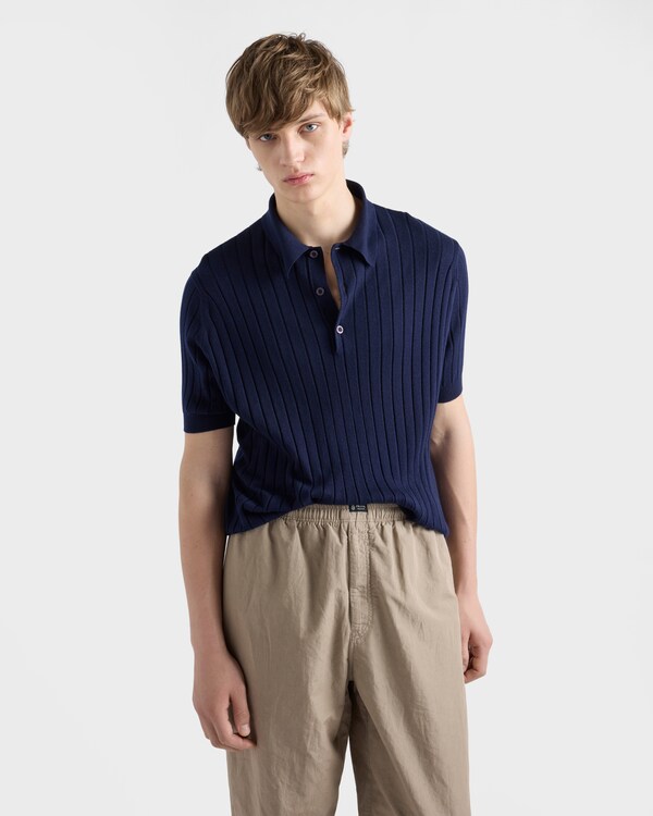 Cashmere and silk polo shirt - Navy Cashmere and silk polo shirt - Navy