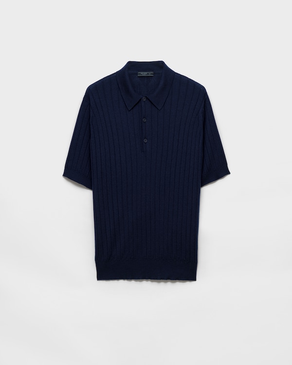 Cashmere and silk polo shirt - Navy Cashmere and silk polo shirt - Navy