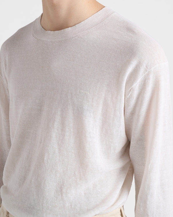 Long-sleeved linen and silk sweater - White Long-sleeved linen and silk sweater - White