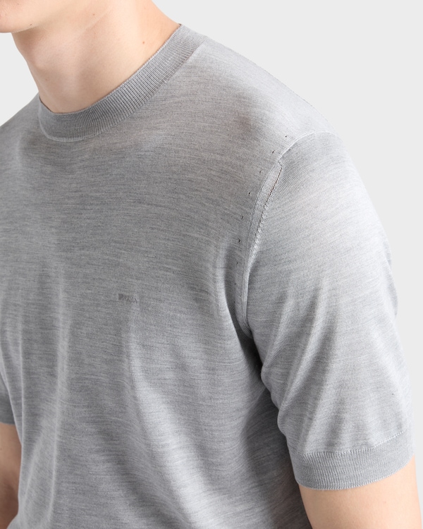 Short-sleeved silk sweater - Grey Short-sleeved silk sweater - Grey