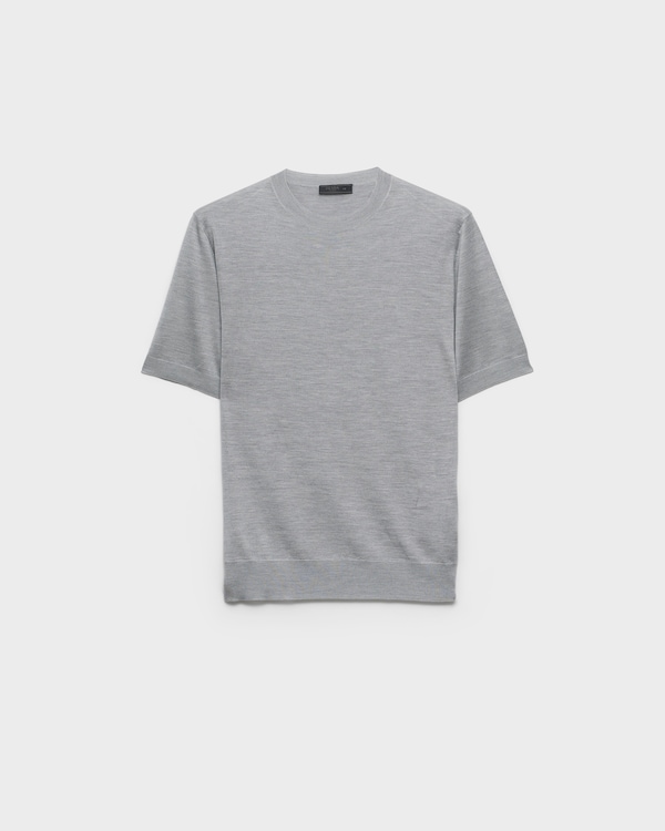 Short-sleeved silk sweater - Grey Short-sleeved silk sweater - Grey