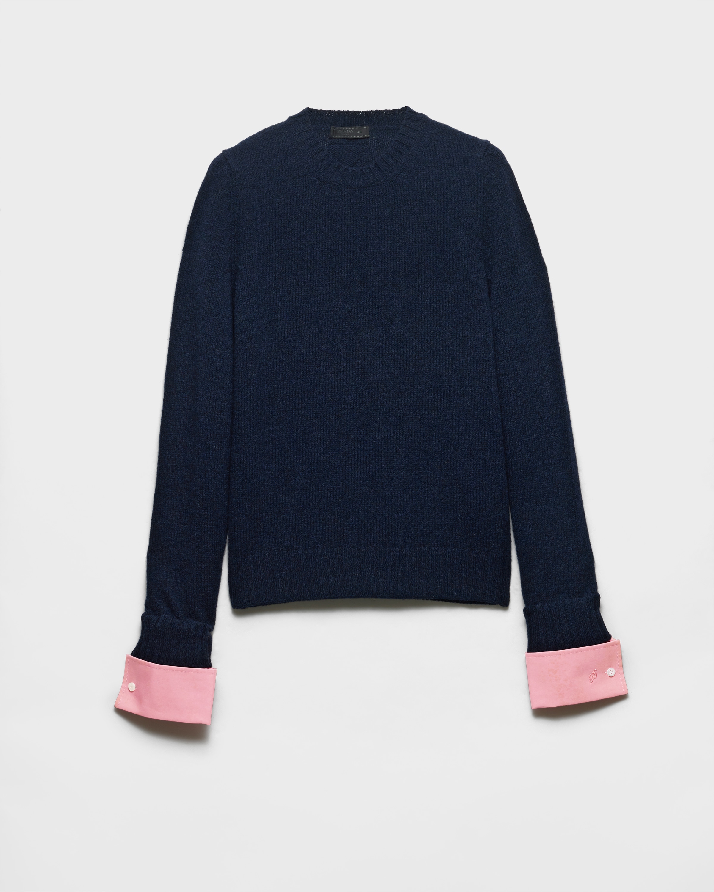 Navy Shetland Wool Crew-neck Sweater | PRADA - Singapore