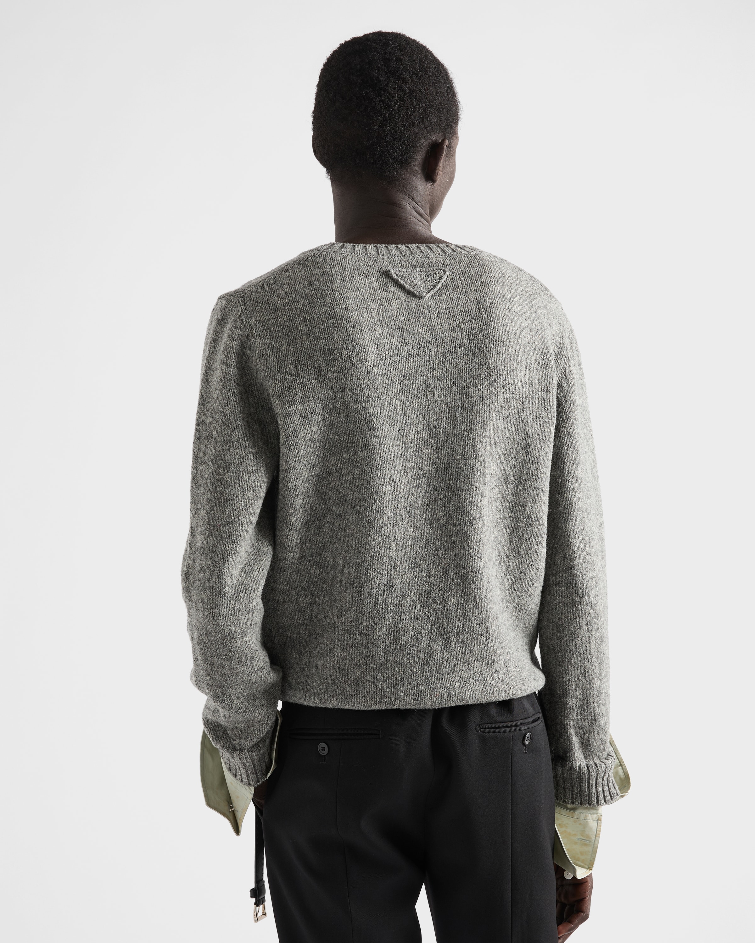 【Nike】PRADA シェットランドセーター グレー シェットランド ウール スクープネック セーター | PRADA - 日本