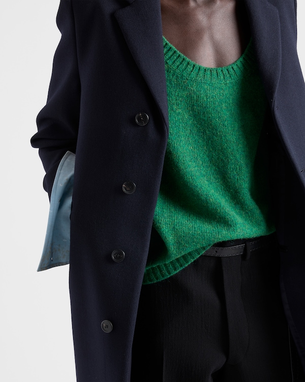 Pull à col large en laine Shetland - Vert Pull à col large en laine Shetland - Vert