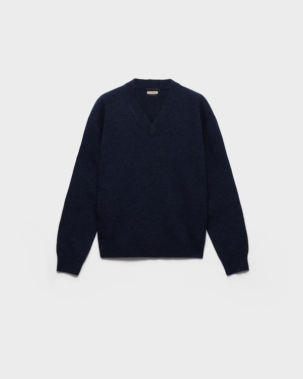 Pull à col V en Re-Cashmere - Bleu Indigo Pull à col V en Re-Cashmere - Bleu Indigo