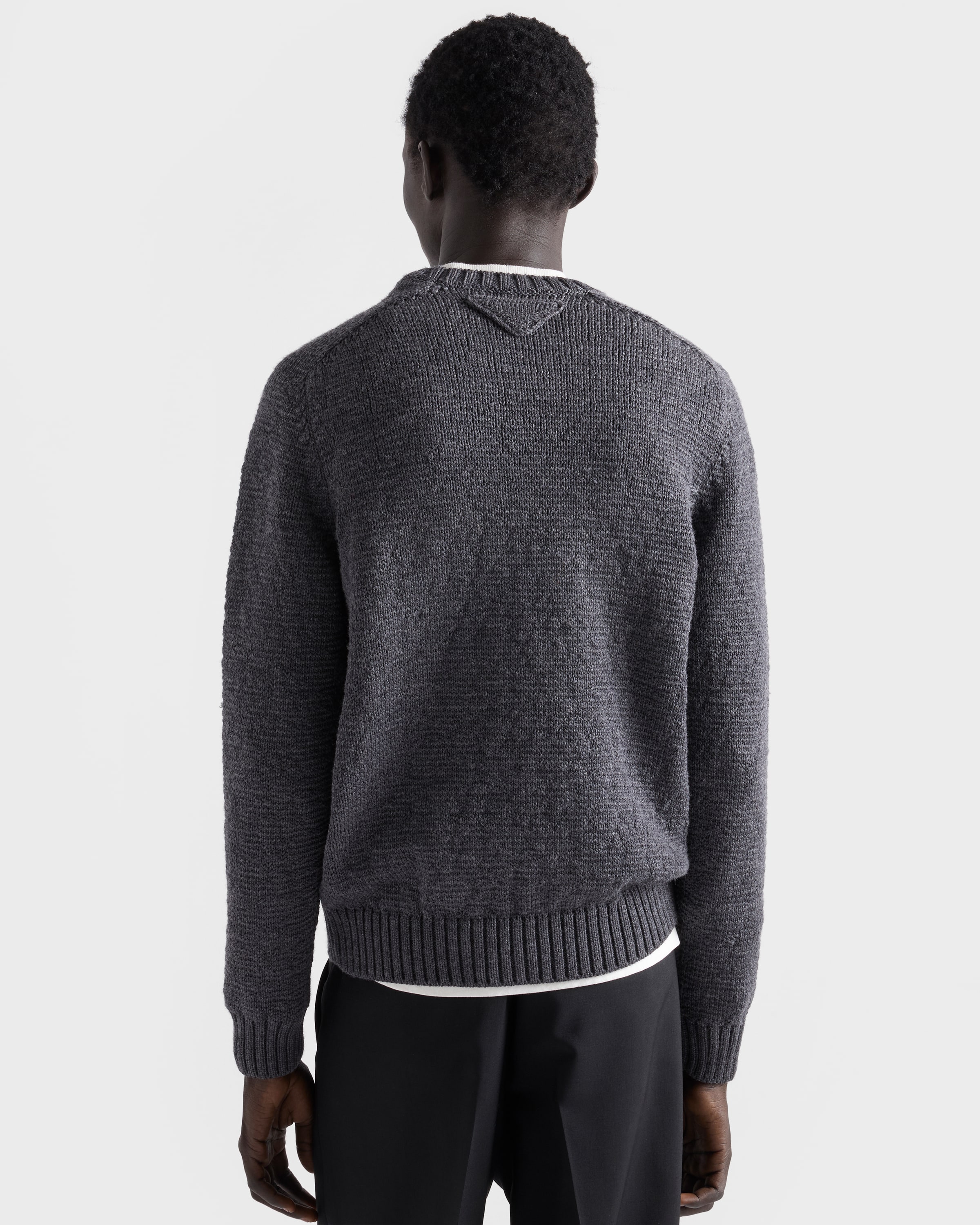 Slate Gray Wool Crew-neck Sweater | PRADA - United States
