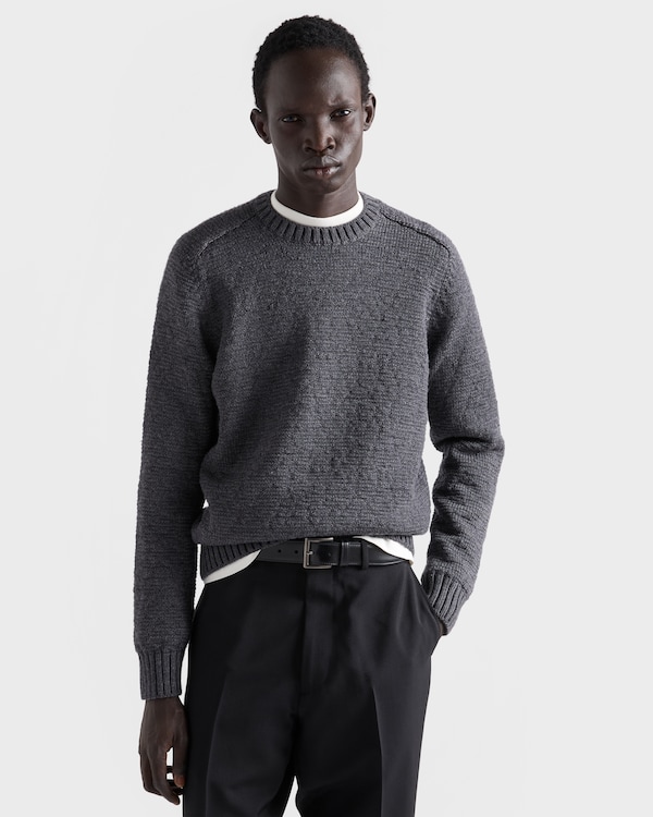 Pull à col rond en laine - Gris Ardoise Pull à col rond en laine - Gris Ardoise