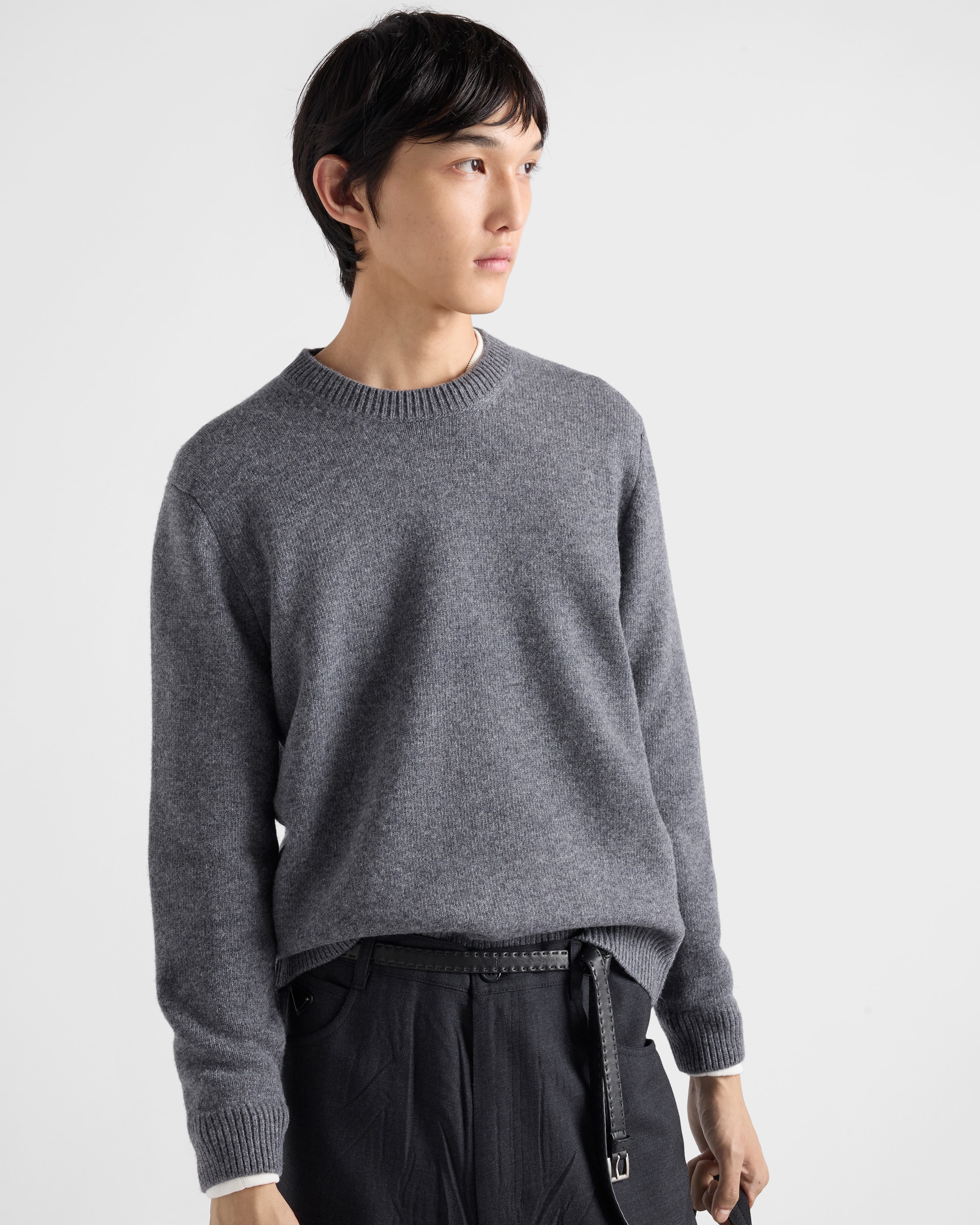 Slate Gray Wool Crew-neck Sweater | PRADA - Canada