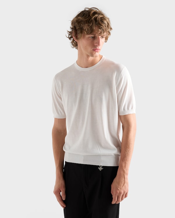 Silk and cotton crew-neck sweater - Chalk White Silk and cotton crew-neck sweater - Chalk White