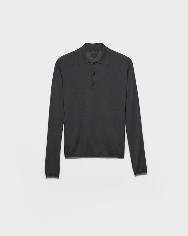Cashmere polo shirt - Hematite Cashmere polo shirt - Hematite