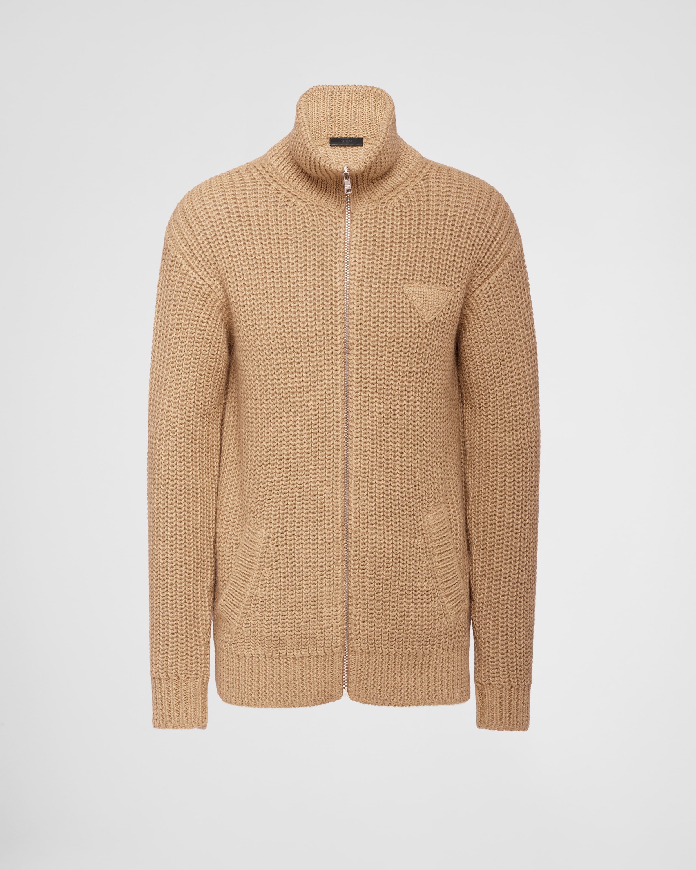 Camel Brown Alpaca cardigan | Prada