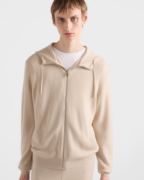 Cashmere hoodie cardigan - Ivory Cashmere hoodie cardigan - Ivory