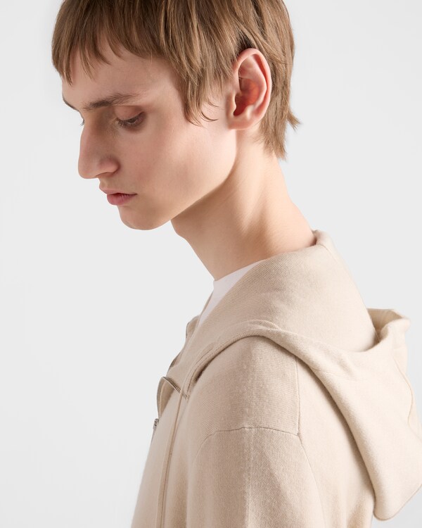 Cashmere hoodie cardigan - Ivory Cashmere hoodie cardigan - Ivory