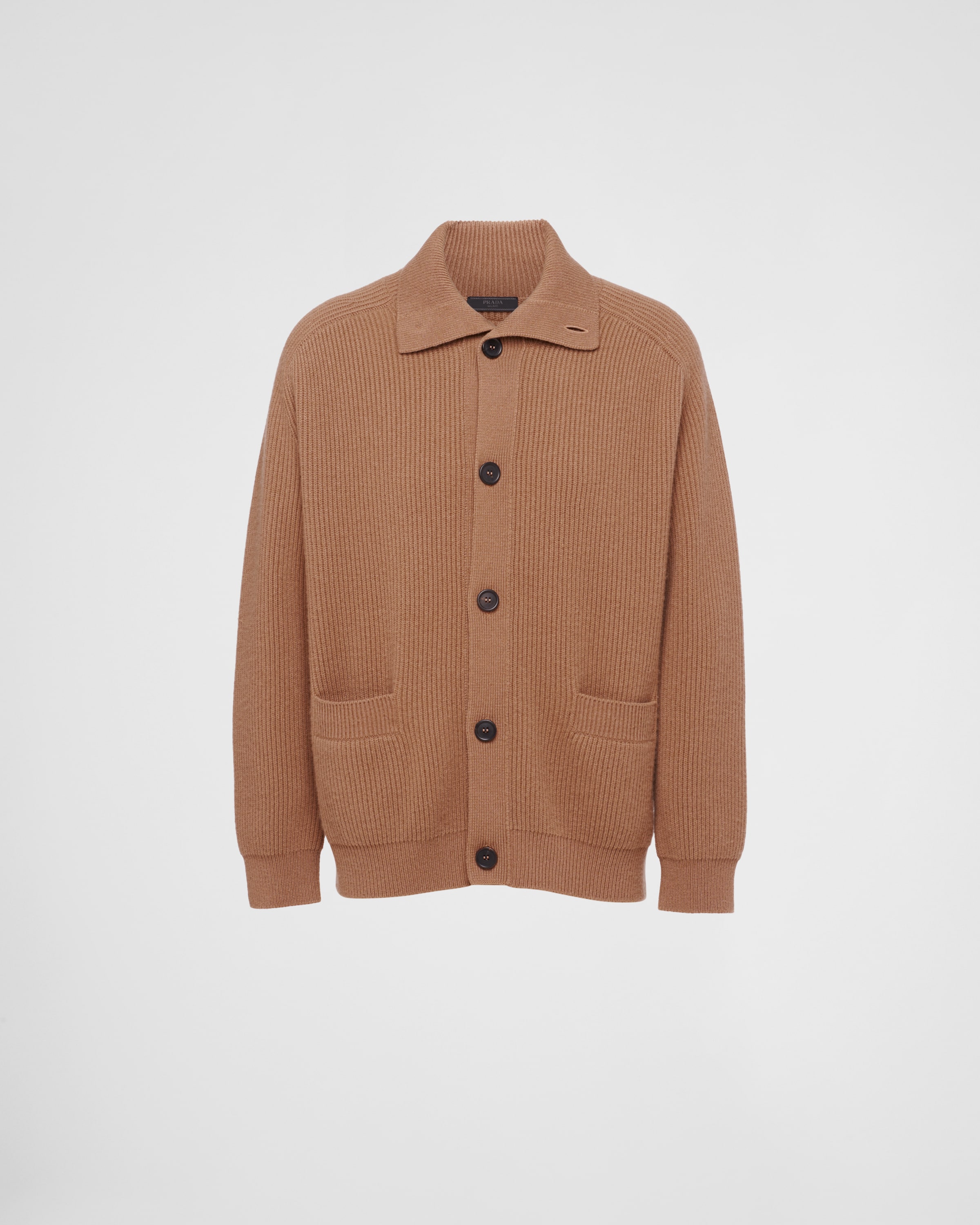 Shop Prada Cashmere Cardigan In Camel Brown