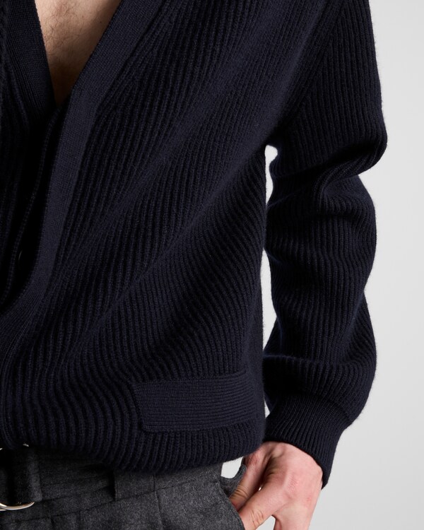 カシミヤ カーディガン - ネイビー カシミヤ カーディガン - ネイビー