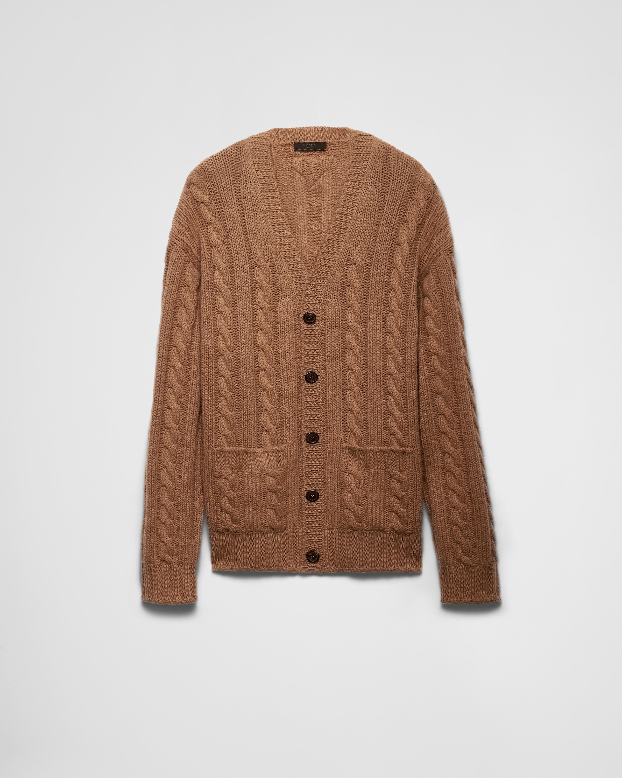 Camel Brown Cashmere cardigan | PRADA