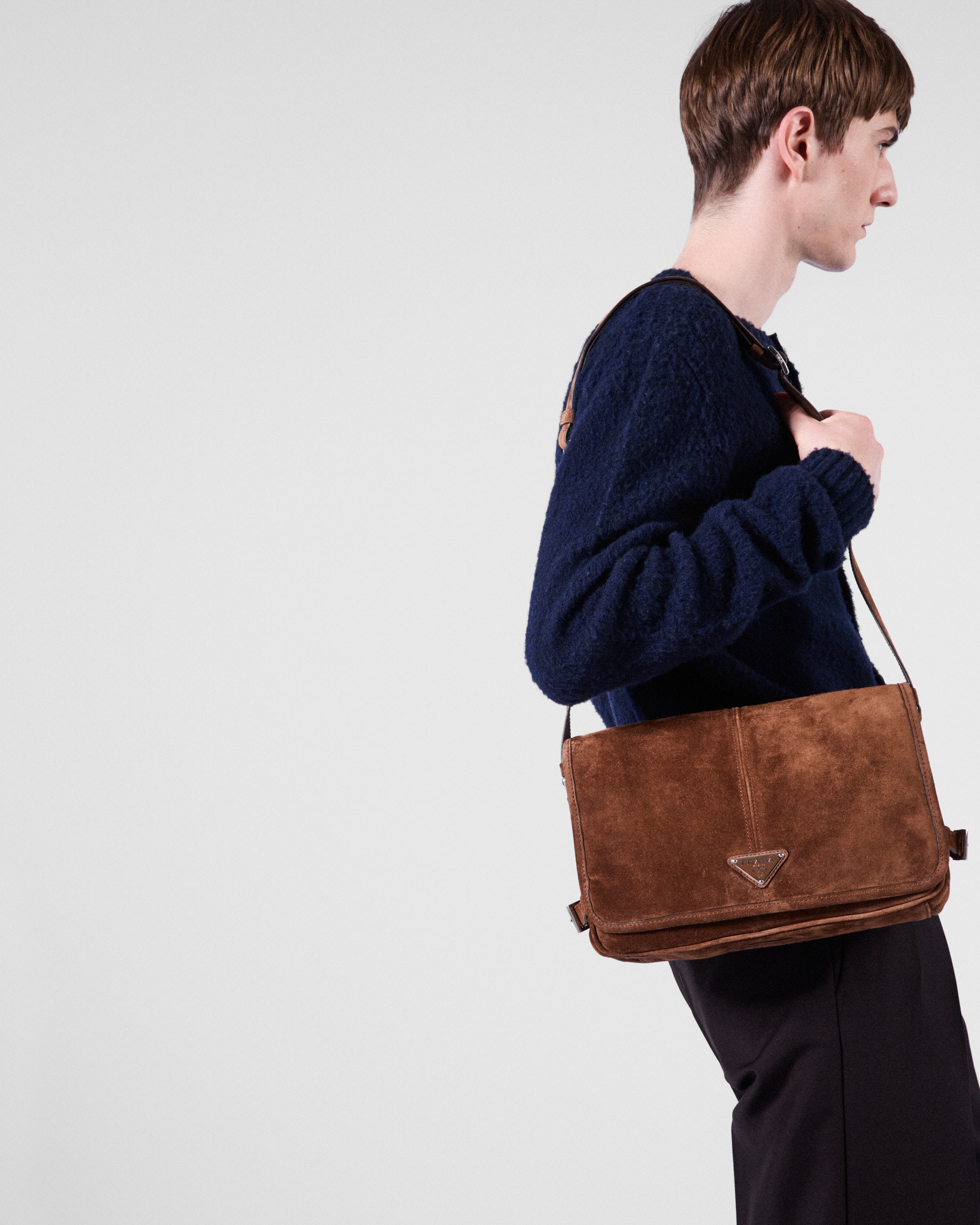 Prada Strickjacke Aus Shetlandwolle In Blau