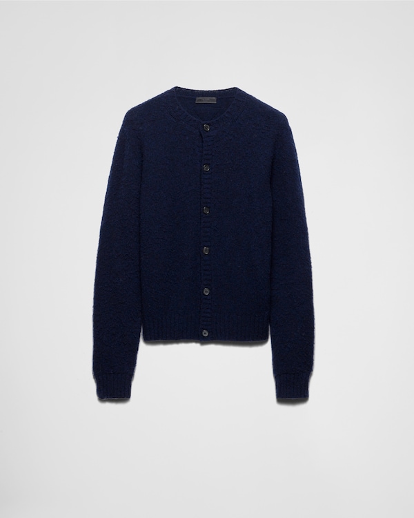Navy Shetland Wool Cardigan | PRADA