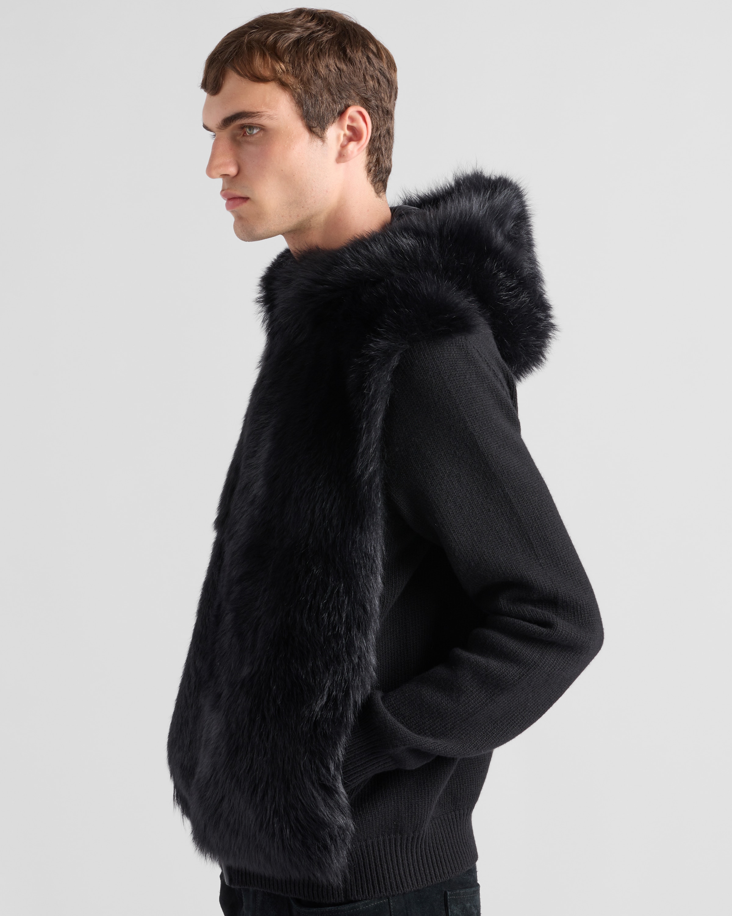 Shop Prada Cashmere And Wool Cardigan In Black