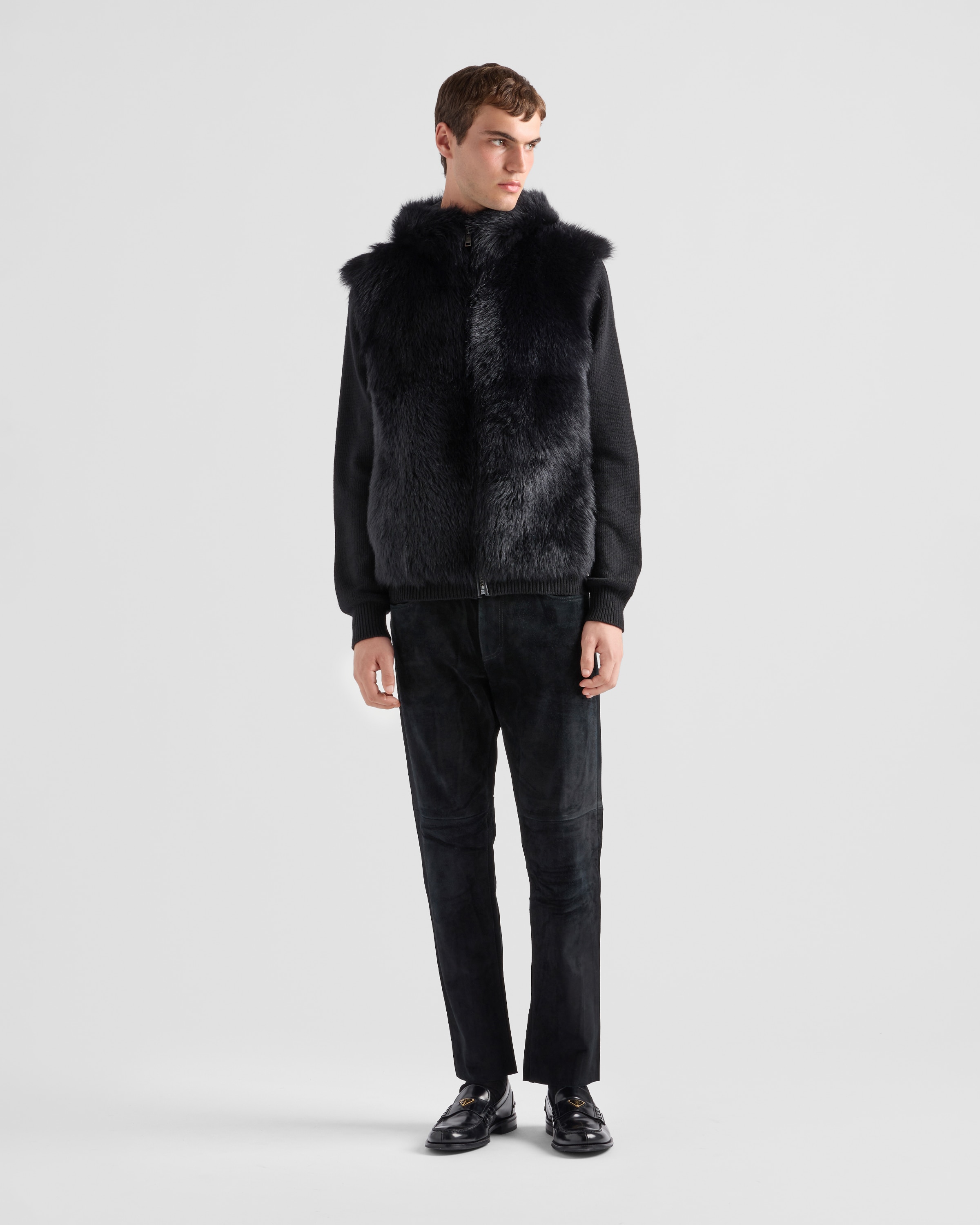 Shop Prada Cashmere And Wool Cardigan In Black