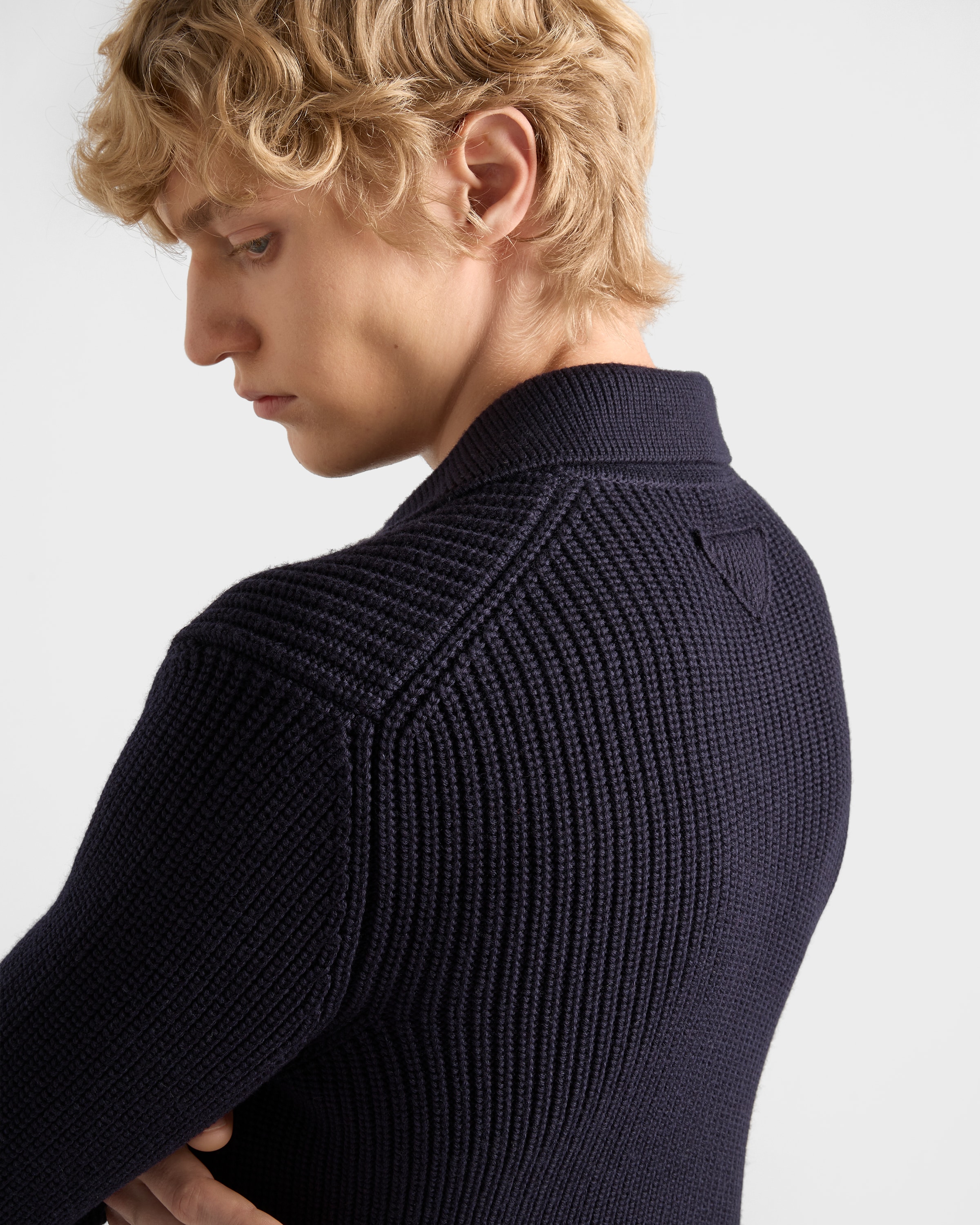 Prada Wool Cardigan In Blue