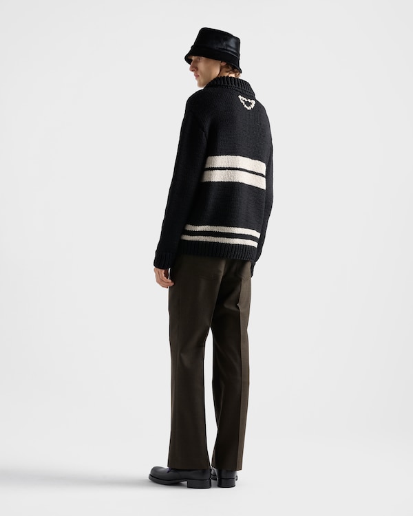 Wool and cashmere zipper cardigan - Black/Ivory Wool and cashmere zipper cardigan - Black/Ivory