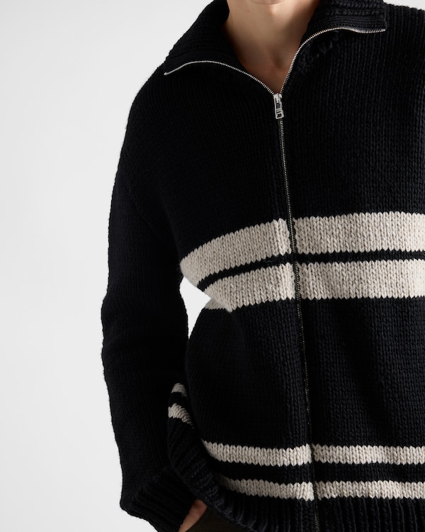 Wool and cashmere zipper cardigan - Black/Ivory Wool and cashmere zipper cardigan - Black/Ivory